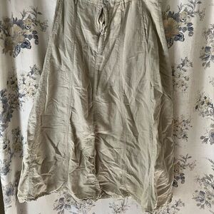 Zara Green Maxi A-Line Skirt with High-Low Hem linen